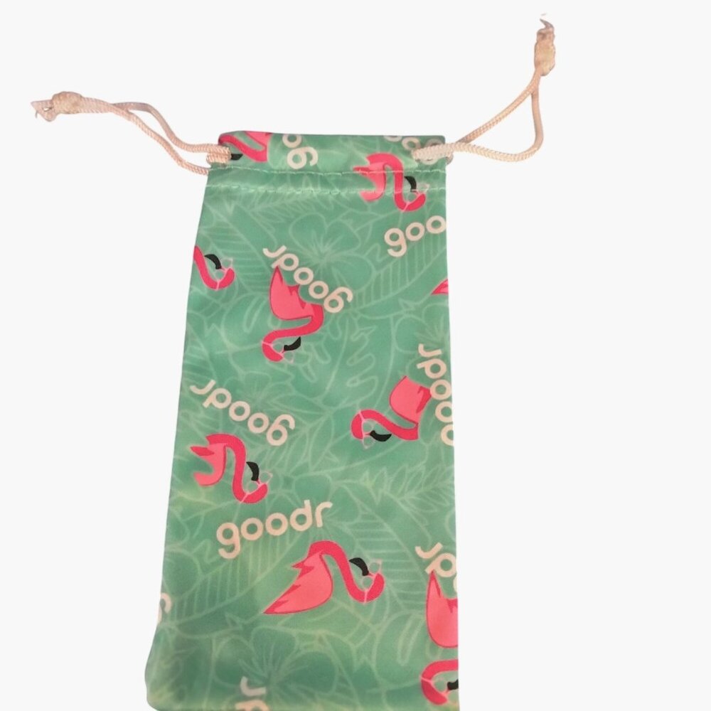 Goodr Flamingo Soft Drawstring Sunglasses Pouch Green Pink